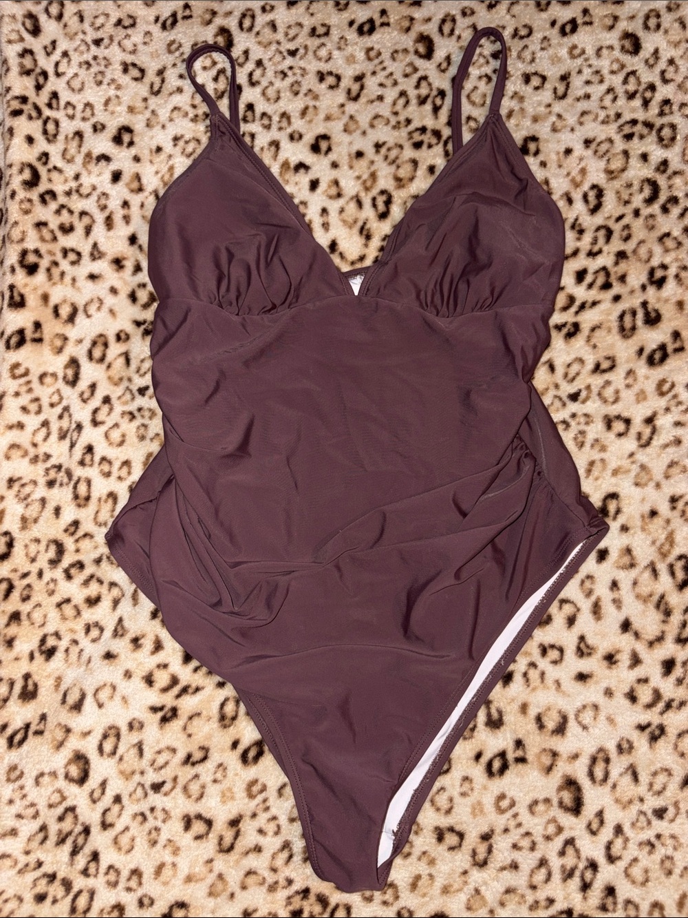 Cupshe Chocolate Brown Stretchy One-Piece Chemise Bodysuit